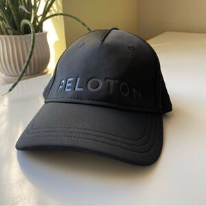 Peloton Hat Embossed Logo Black on Black Adjustable Strapback Cap Unisex